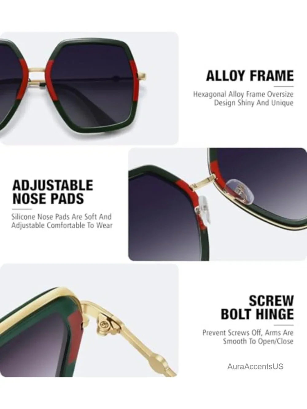 Oversized Hexagonal Sunglasses UV400 Protection Fashion Shades